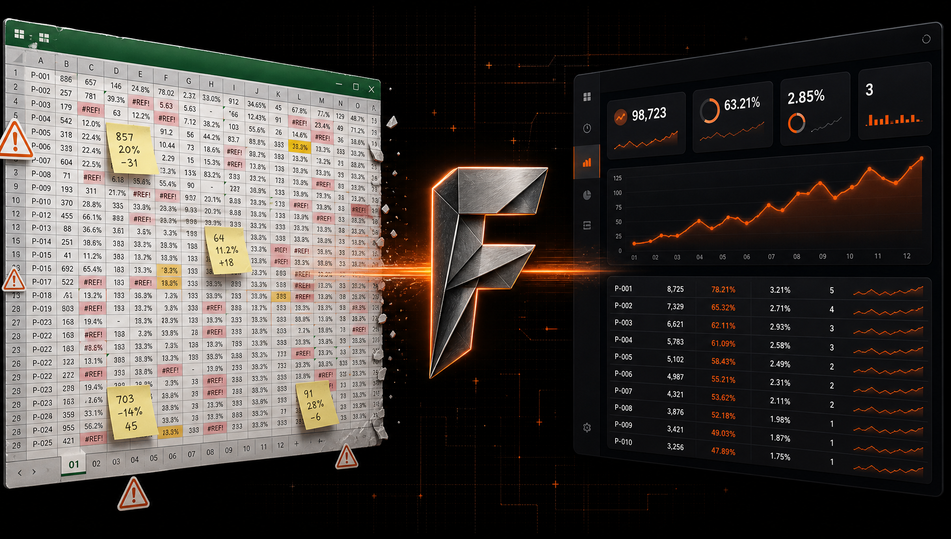 Antes e depois: planilha de Excel com macros transformada em sistema de software pela ForgeWorks